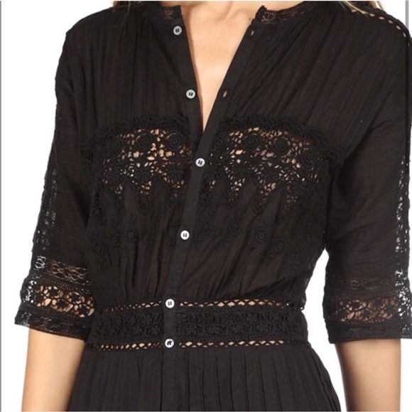 LoveShackFancy Beth Lace Maxi Dress in Black Eyelet - Picture 7 of 16